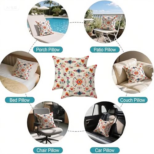 Housse coussin 60x60cm imperméable orange bohème pour une ambiance terrasse - 7