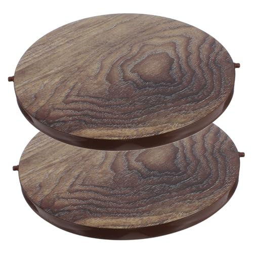 Happyyami 2Pcs Wood Grain Flip Lid for Household Garbage Can Versatile Wastebasket Lid Cover for Home Decor Odor Recycling Bin Accessory Suitable for Residential and Hotel Use