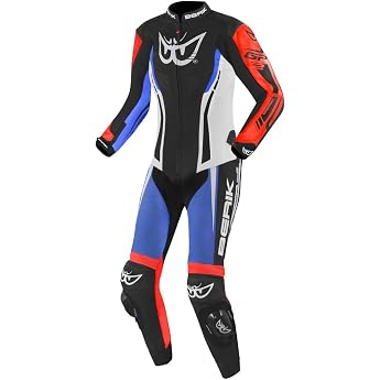 Berik Monza Women's 1-Piece Motorcycle Leather Suit Black/White/Red/Blue 44