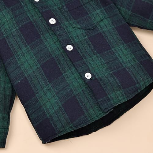 Image of FOCUTEBB Toddler Baby Boys Clothes Plaid Shirt Tops Hoodied Long Sleeve Sweatsuit Pants Fall Winter Outfits 12M-6T