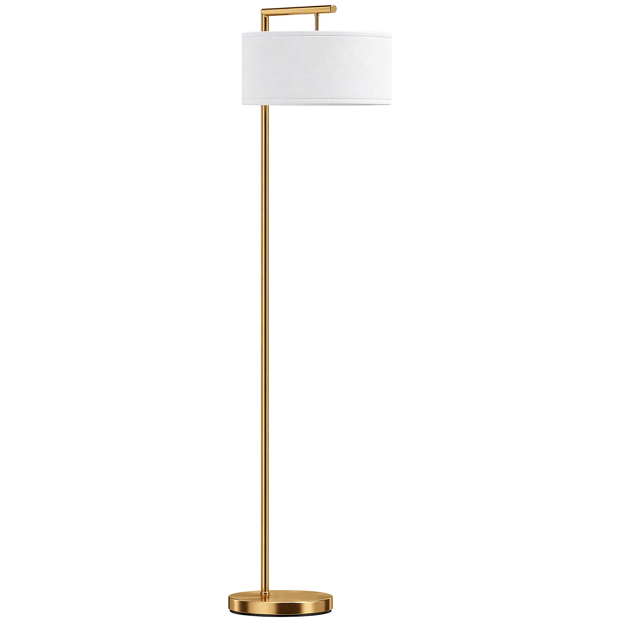 HOMCOM Lampadaire Lampe à Pied Base Ronde Stable 47x37x153 cm Or et Blanc