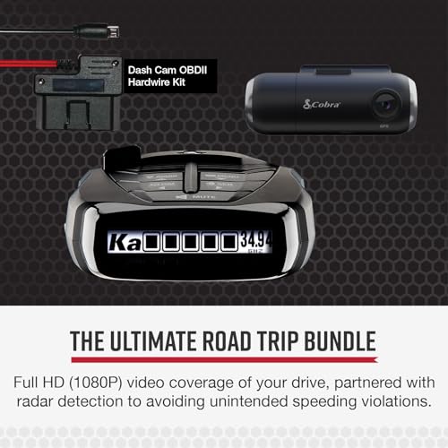 Image of Cobra RAD 480i Radar Detector & SC 201 Smart Dash Cam + 2.5A OBD Port to Micro USB DIY Easy Hardwire Kit: Long Range Rapid Radar Detection, Full HD 1080P Video + 16GB SD Card, Built-in WiFi & GPS