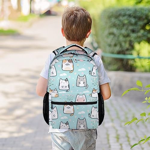 Cat Backpack for Girls Boys, 16 Inch Green Backpacks for School, Cute Lightweight Durable Bookbag for Kids2