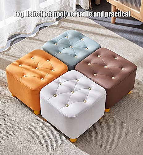 Pouf cube repose-pieds bleu pour salon et chambre - 5