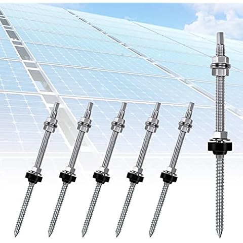 6 Stück Stockschrauben M10 x 200mm, Edelstahl Höhenverstellbar Stockschraube, Dübel für Photovoltaik Solarbefestigung auf Gebäudedächer… Cover
