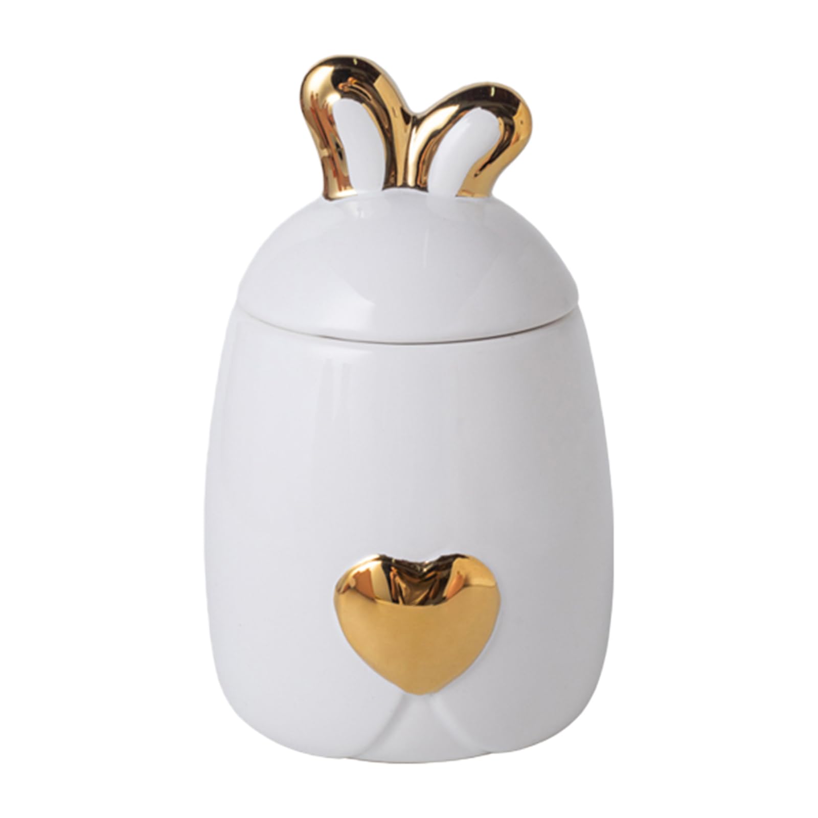 Duuclume Handicrafted Rabbit Ear Ceramic Pet Urns - Sealed Cremation Ashes Holder, Funeral Burial Memorial Keepsake & Pet Coffin (White, 610ml)