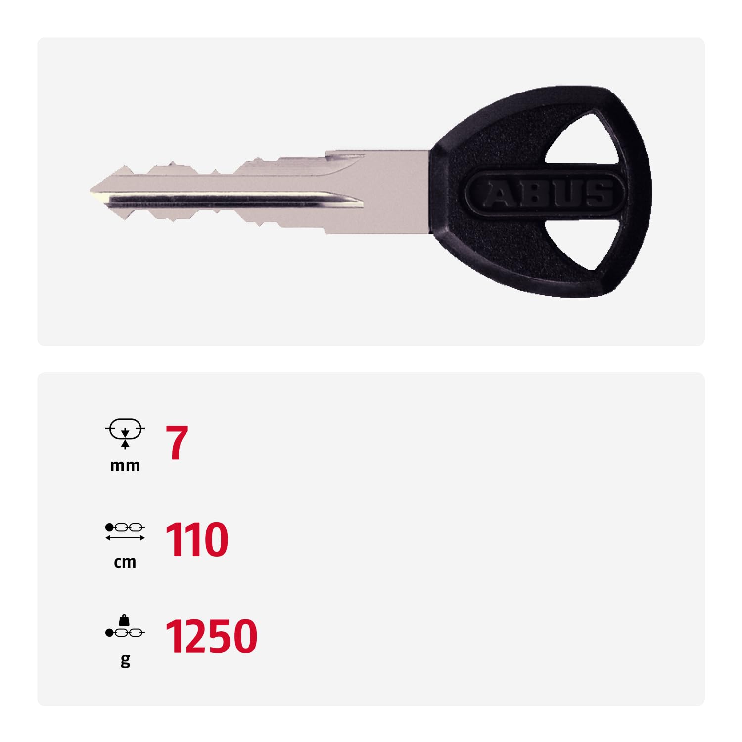 ABUS Kettenschloss Steel-O-Chain 8807K – Flexibles Fahrradschloss aus gehärtetem Stahl – ABUS-Sicherheitslevel 8
