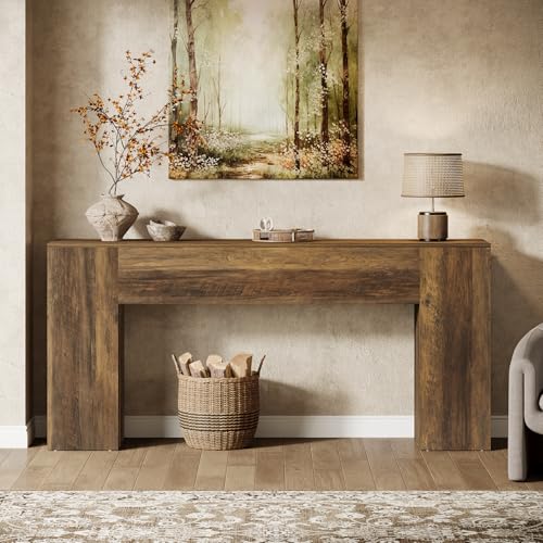 Image of Tribesigns 71-Inch Long Console Table for Entryway, Farmhouse Sofa Console Behind Couch, Entry Table for Hallway, Foyer, Living Room, Brown
