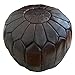 ALMADIH Pouf 100% Tradizionale Mano in Pelle Pouff Sacco Imbottito ottomano Cuoio Piede Sgabello Puf Rotondo mobili pouffee poggiapiedi carico Cuscino Pavimento sediavari Colori Puff Marrone Scuro