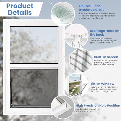 Image of Vinyl Single Hung Sliding Window 36 inch x 60 inch White