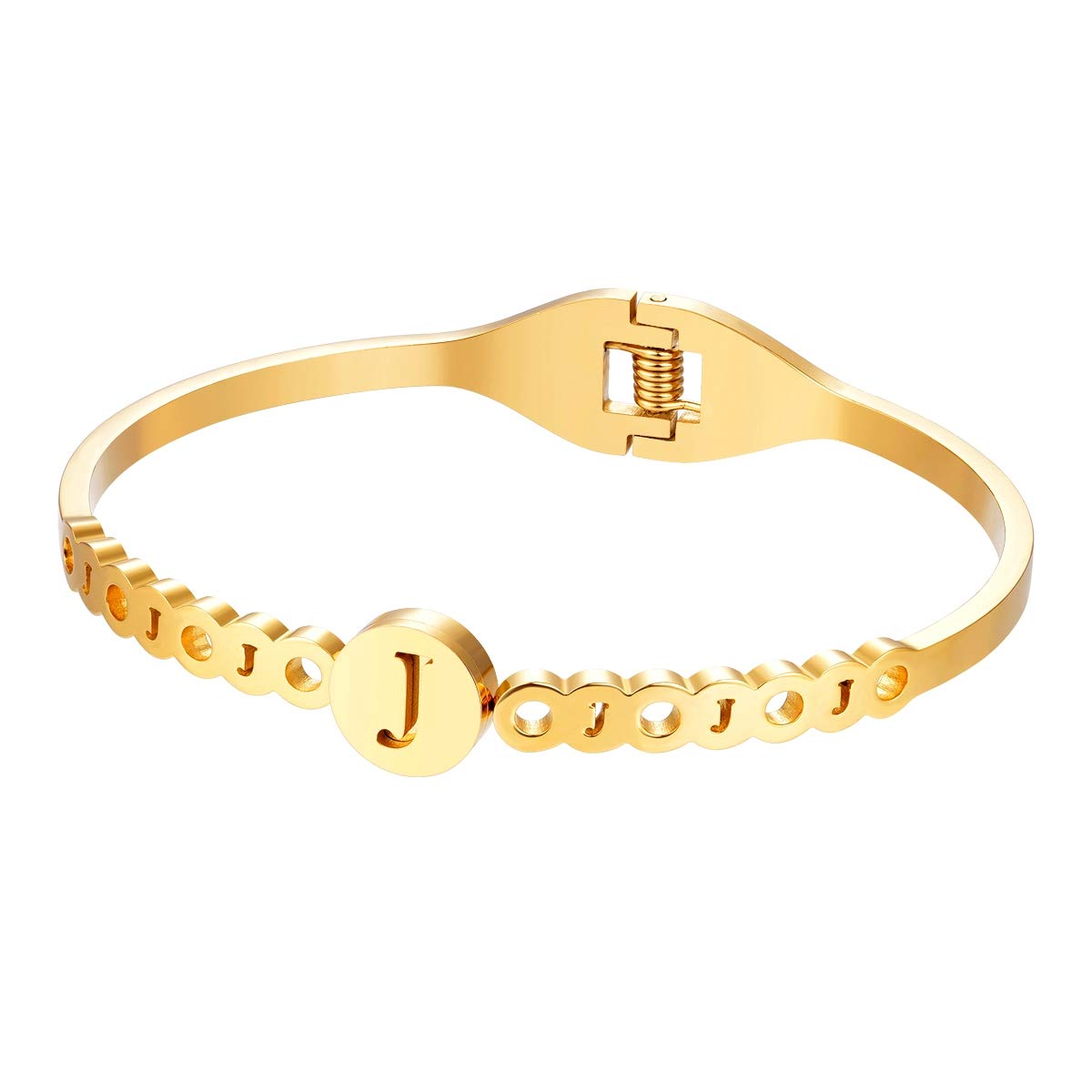 BIJOUX BOBBIGift Packaging Alphabet Initial/Letter Bangle Bracelet Stainless Steel - Quality Guaranteed, Metal