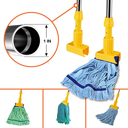 Tiemlet Mop Handle Commercial Heavy Duty - 62-Inch Stainless Steel Metal Commercial Mop Stick, Adjustable For Industrial & Household Floor Cleaning, Clamp Mop Handle Quick Change For Wet Mop #TOP6