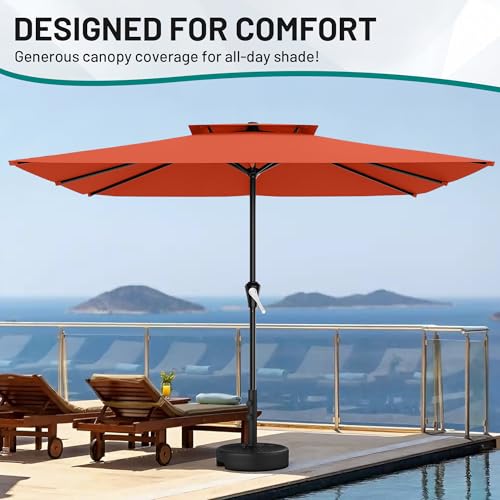 Image of AreShark 8'x10' 2 Tiers Rectangular Patio Umbrella - Outdoor Umbrella Waterproof UV Protection, Market Table Umbrella w /Crank for Pool, Backyard, Deck(Orange)