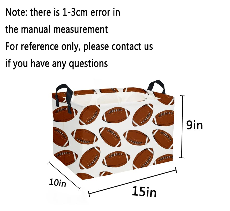 Image of Rectangular Football Basket,Kids Baskets for Kids.Waterproof PE Coating Cute Bins with Handles.Boys Basket,Toys Box,Books Baskets,Gifts Box. (Rugby)