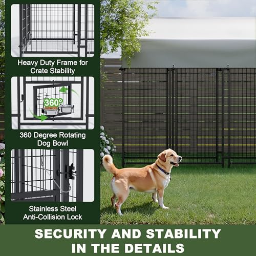 image for Greesum Large Outdoor Dog Kennel, Heavy Duty Welded Wire Steel Dog Pla