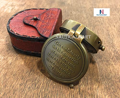 Brújula grabada con estuche de cuero NauticalMart miniatura 6