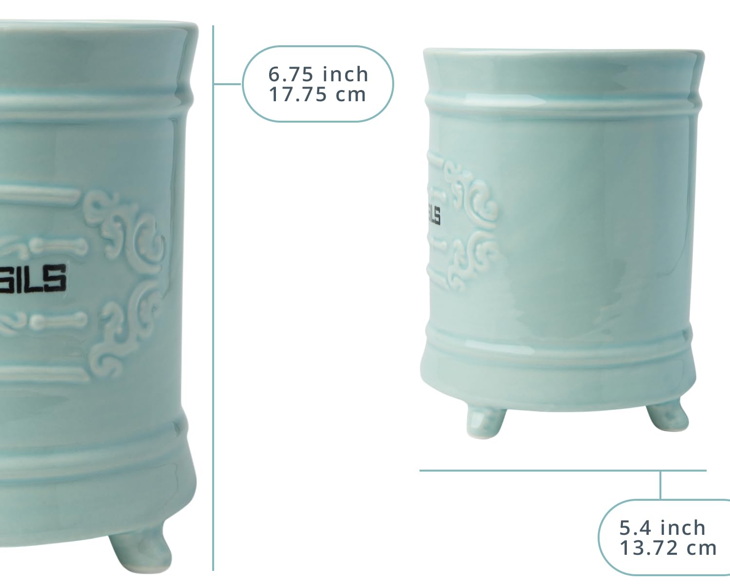 Comfify Portautensili in Ceramica Blu Francese - Organizer per Utensili in Stile Vintage e Design Antico - Rustico, per Gli Appassionati di Cucina