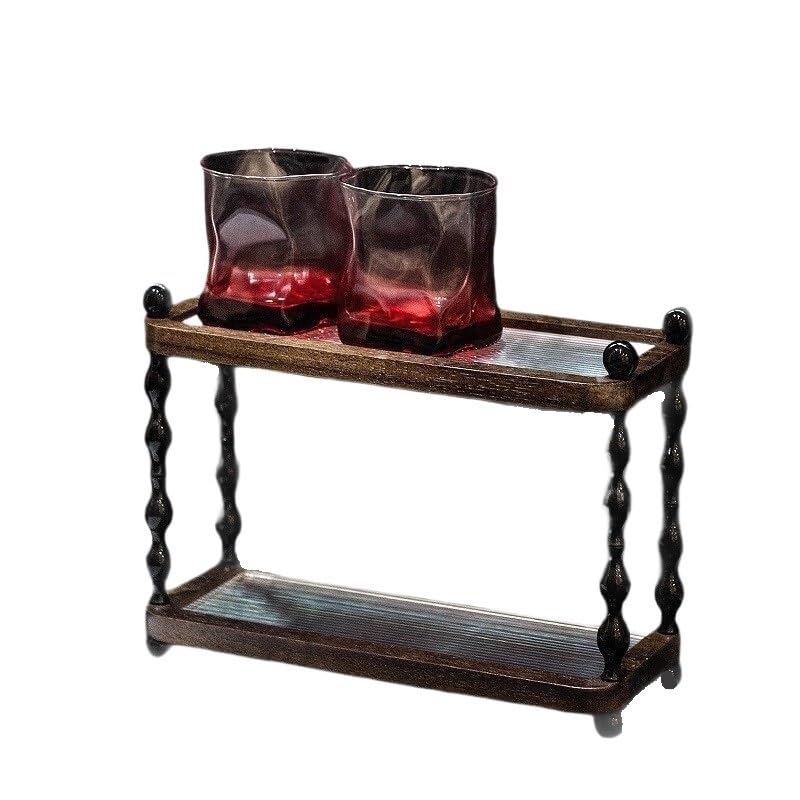 Soporte Para Tazas Estante de almacenamiento escritorio retro dos capas for tazas y café Para Encimeras De Cocina(28x12x21cm)