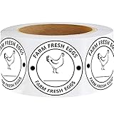 2 Inch Farm Fresh Eggs Stickers,Writable Kitchen Egg Carton Labels for Packaging,500 Pcs Per Roll