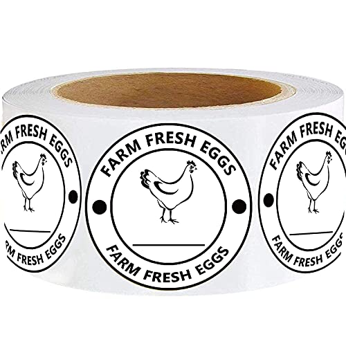 2 Inch Farm Fresh Eggs Stickers,Writable Kitchen Egg Carton Labels for Packaging,500 Pcs Per Roll