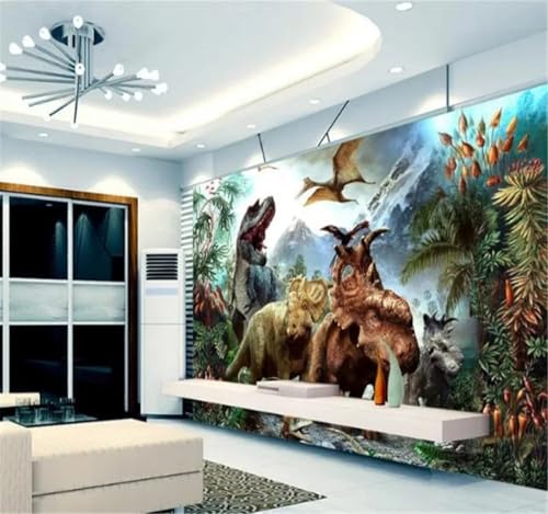 Tzxztt Retro Picos Montañosos Bosque Animales Dinosaurios Papel Pintado 3D Seda Texturizada Primera Calidad Neutros Material Ideal Para SalóN Dormitorio-430cm×300cm