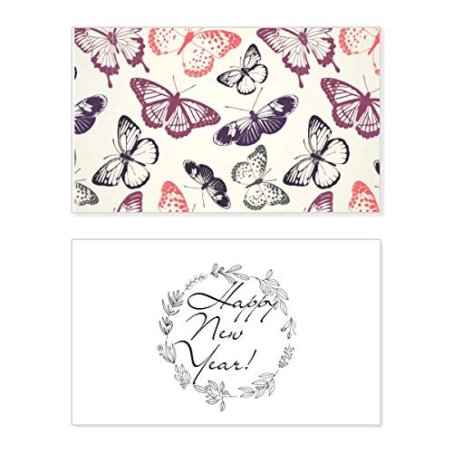 Tarjeta de Año Nuevo decorativa con mariposa rosa pálido para tus mejores deseos