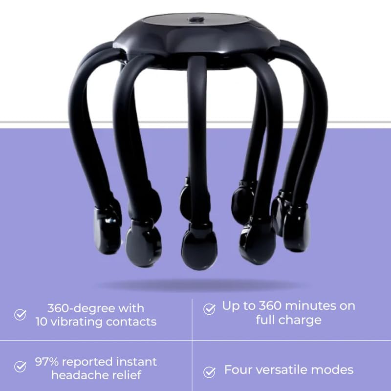 Bliskloud octopus head massage, calms headache, increases sleep, relieves stress. 360? Skull massage | Versatile mode | Lack of stress and anxiety, deep skull massage Bliskloud octopus head massage, calms headache, increases sleep, relieves stress. 360? Skull massage | Versatile mode | Lack of stress and anxiety, deep skull massage