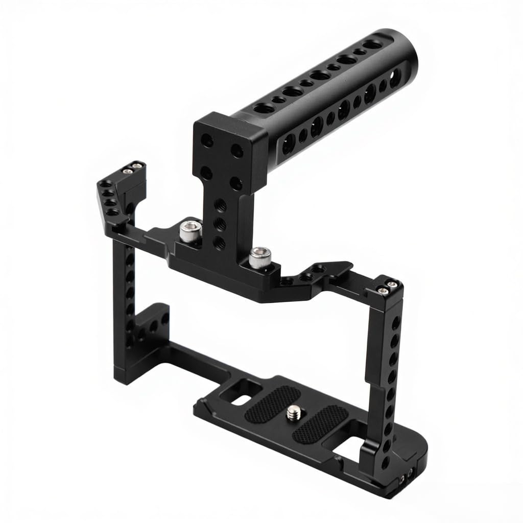 DSLR Cage Aluminiowa platforma wideo z podwójnymi uchwytami na zimną stopkę 1 4-calowa śruba - bezpieczna pusta kamera do 90D 80D 70D