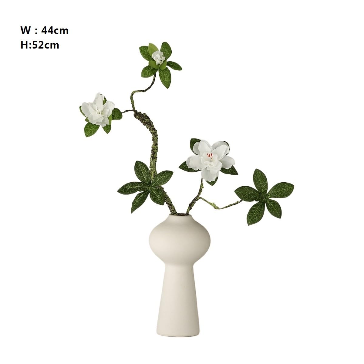 Fiori artificiali Decorazione del soggiorno Simulazione di azalea Disposizione di fiori finti Vaso bianco in ceramica Fiore finto