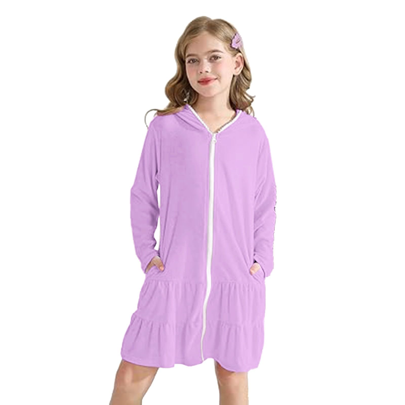 Cache-maillot de bain en tissu éponge à fermeture éclair pour filles avec lunettes de soleil