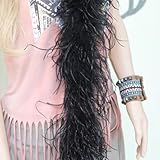 RIKOUZY ダチョウの羽 フェザーボア, 2メートル, 装飾用, 社交ダンス衣装・パーティー・DIY用, ふわふわ天然素材 (ブラック, 2層加密)