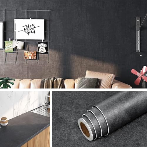 Vinyle adhesif noir mat imperméable pour rénover un plan de travail abîmé