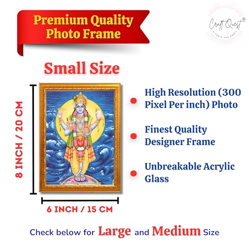 Image of CRAFT QUEST Dhanvantari /Dhanvantri God of Health and Medicine /Ayurveda Photo Frame (7 X 6 Inches, Golden)