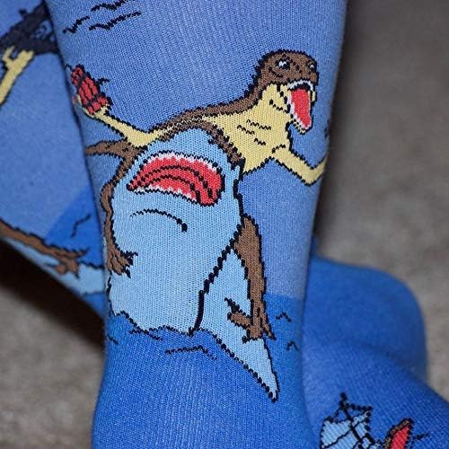 Miniatura 7 de Sock Panda Calcetines de dinosaurio y tiburón de la (adulto grande), Azul negro rojo