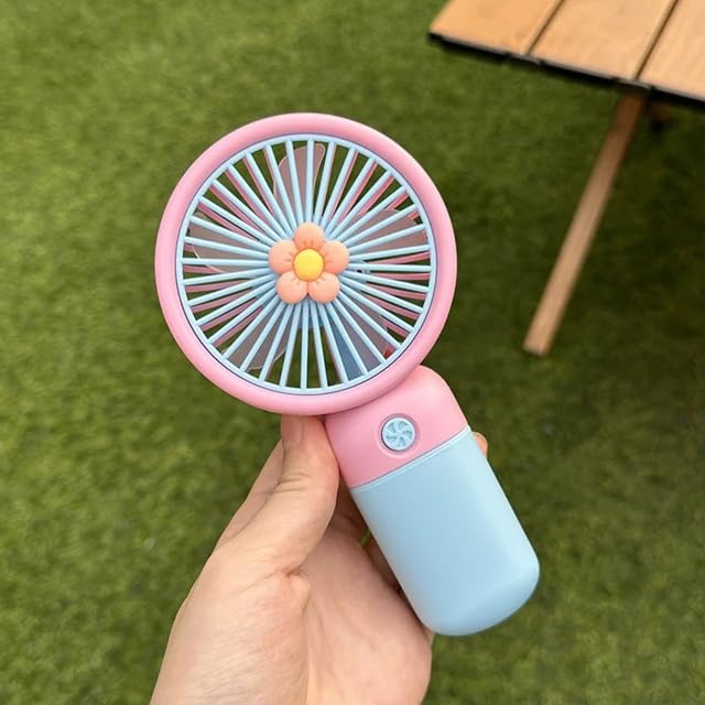 Image of Mini Handheld Rechargeable Fan | Portable USB Charging E-Fan with Stand, Quiet High-Speed Cooling, Cute Flower Design, Compact Personal for Home, Office, Travel & Outdoor Use