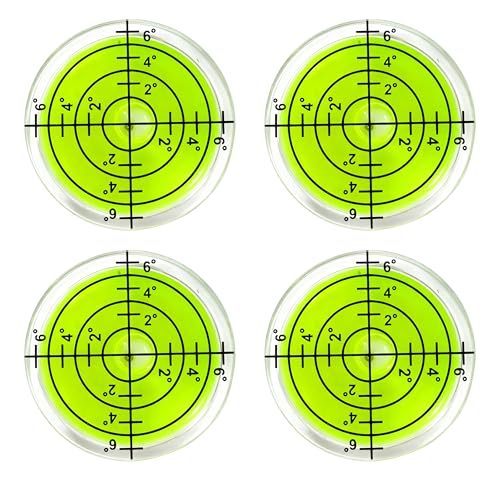 4 Stück Libelle Wasserwaage Ø 32 mm Mini Wasserwaage Rund Kreuzwasserwaage mit Luftblase – Wohnwagen Wasserwaages für Wohnmobil, Kamera, Camper, Videoprojektor, Bilderrahmen und mehr