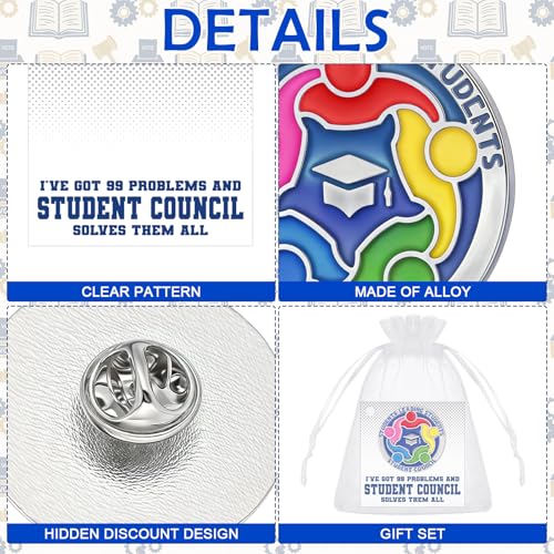 Image of Liliaafar 30 Pcs Student Council Lapel Pins School Events Award Pins Gifts with Cards Bulk for Student Government Club Members
