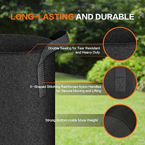 iPower Fabric Containers Aeration with Nylon Handles, for Planting Vegetables Black, 5 Gallon - Image 4