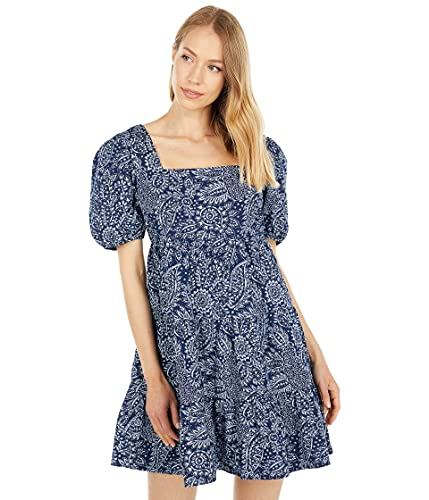 Robe nuisette à volants Madeline en popeline indigo bengali taille 32