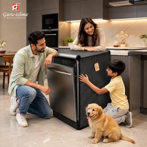 Image of Waterproof Dishwasher Cover for 12 to 15 Place Setting | Suitable with Bosch, LG, IFB, Hafele, Faber & More | Dustproof Appliance Protector Zip Cover Universal Fit-(60X60X88cms Grey)