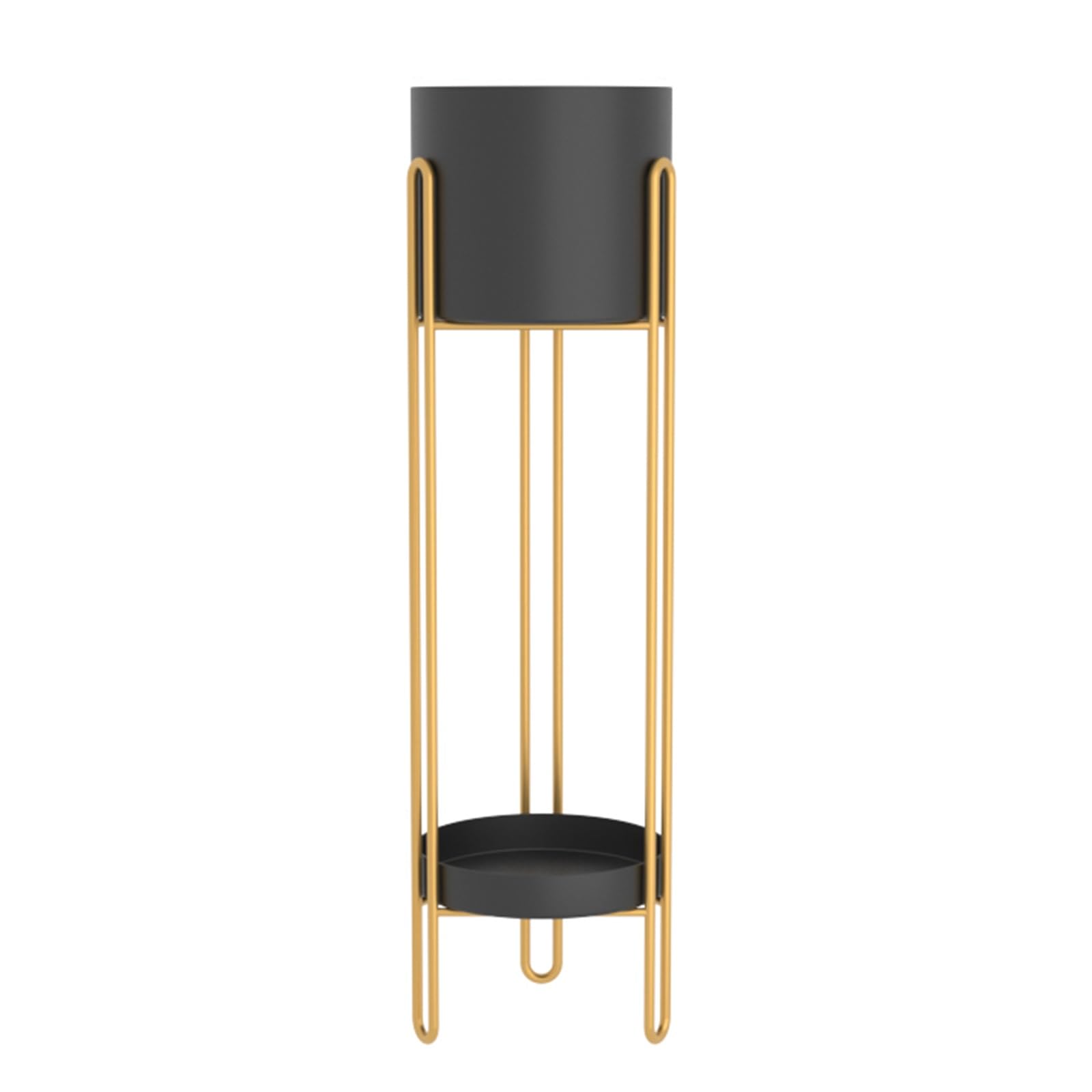 Indoor 2-Tier Gold Plant Stand Metal Planter Stand Metal Floor Decorative Flower Stand Heavy Duty Iron Reusable Wedding Supplies For Display And Decoration With Iron Stand(Black,23*84cm/9*33.1in)