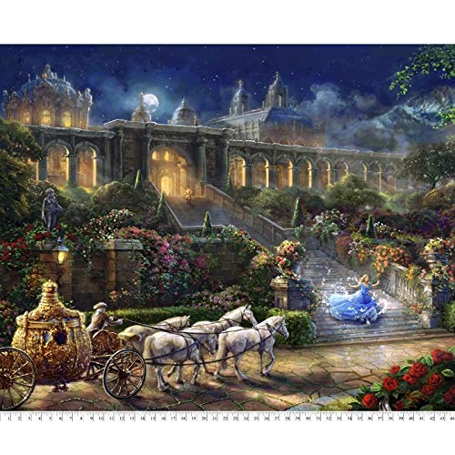Enchanting Cinderella at Midnight Cotton Fabric Panel - Disney Digital Print for Quilting and Crafts