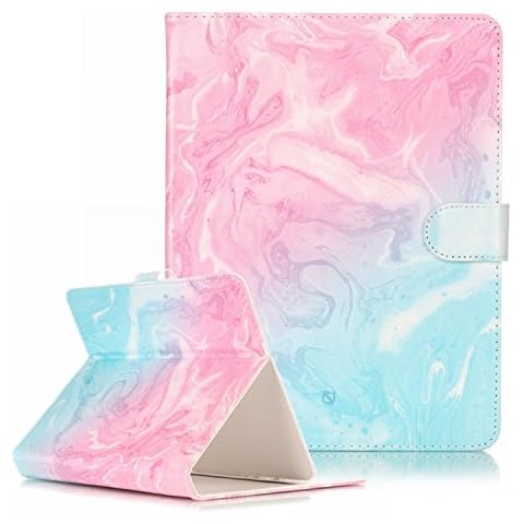 Case for 9 - 10.1 Inch Tablet, Flip Protective Case for Huawei MediaPad T3 T5/M5 Lite 10, Galaxy Tab A 10.1 inch /Tab E 9.6 Inch, iPad 9.7 2018, ASUS ZenPad 10, Lenovo Tab 4 X304F / Tab X103F, Pink Cover