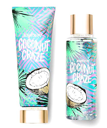Victorias Secret Juice Bar Fragrance Mist and Lotion Set (2PC) New Summer Splash - 8.4 fl oz & 8 fl oz (Coconut Craze)
