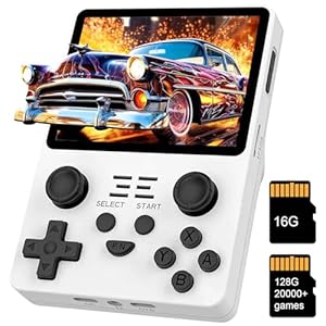 Retro Handheld Spielkonsole,mit 21000+ Spielen,Retro Gaming Konsole,16G+128G,3,5 Zoll IPS Gaming Bildschirm,Open Source Arkos System,Weiß