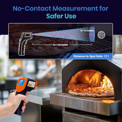 Image of Etekcity Infrared Thermometer Laser Temperature Gun, -58F~1130F, Orange | Cooking, Pizza Oven, BBQ, Meat, Kitchen, Reptile, HVAC, Adjustable Emissivity, MAX Display, High Temperature