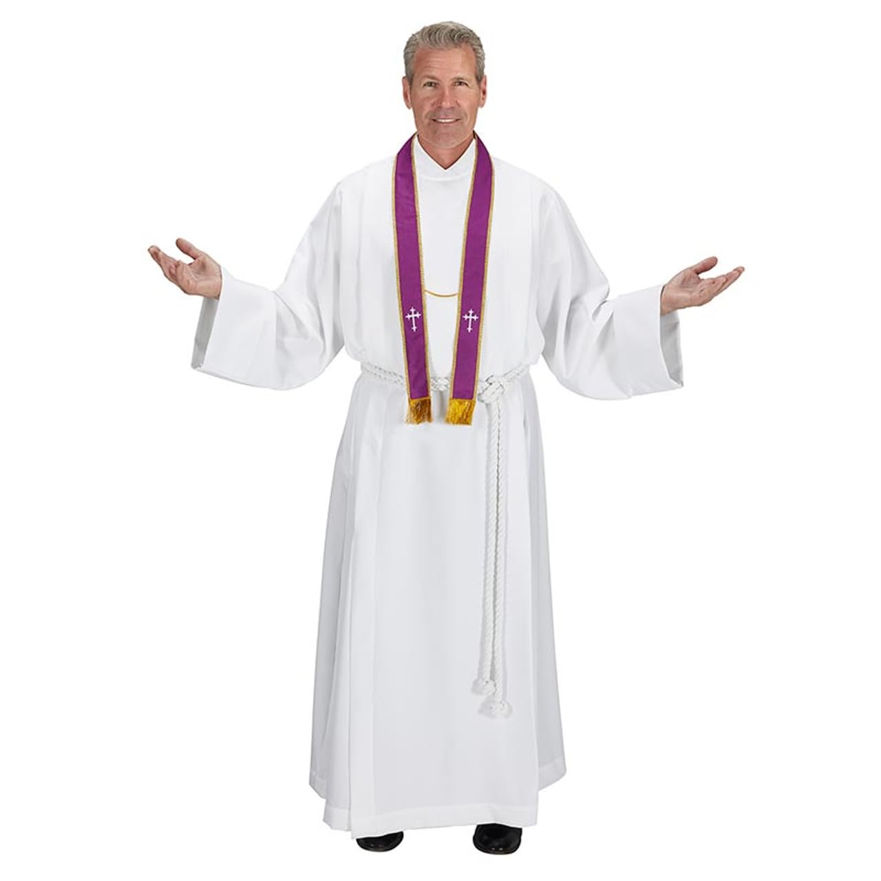 Trinity Church Supply Reversible Confessional Stole Priest Celebrant Communion Catholic Church Father Mass Vestments for Christmas, Purple and White Color, 2.26 Inch Length