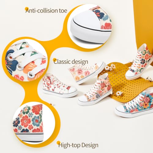 Image of yageyan Womens High Top Canvas Sneakers Fashion White Shoes for Women