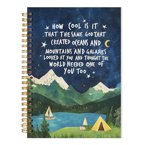 LADOCK Mountain Lake Sky Christian Spiral Notebook, How Cool Is It That the Same God Bible Verse Journal, Inspirational Religious Notebook Journal, 5.5x8.3