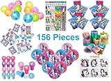 Unicorn Party Favors, Birthday Pack for 12 Kids - 156 Pieces - Toys and Novelty Items - Notebooks, Pencils, Stampers, 24-Piece Puzzles, Folding Fans, Rainbow Mini Plastic Slinkys and Punch Balloons, 72 Tattoos